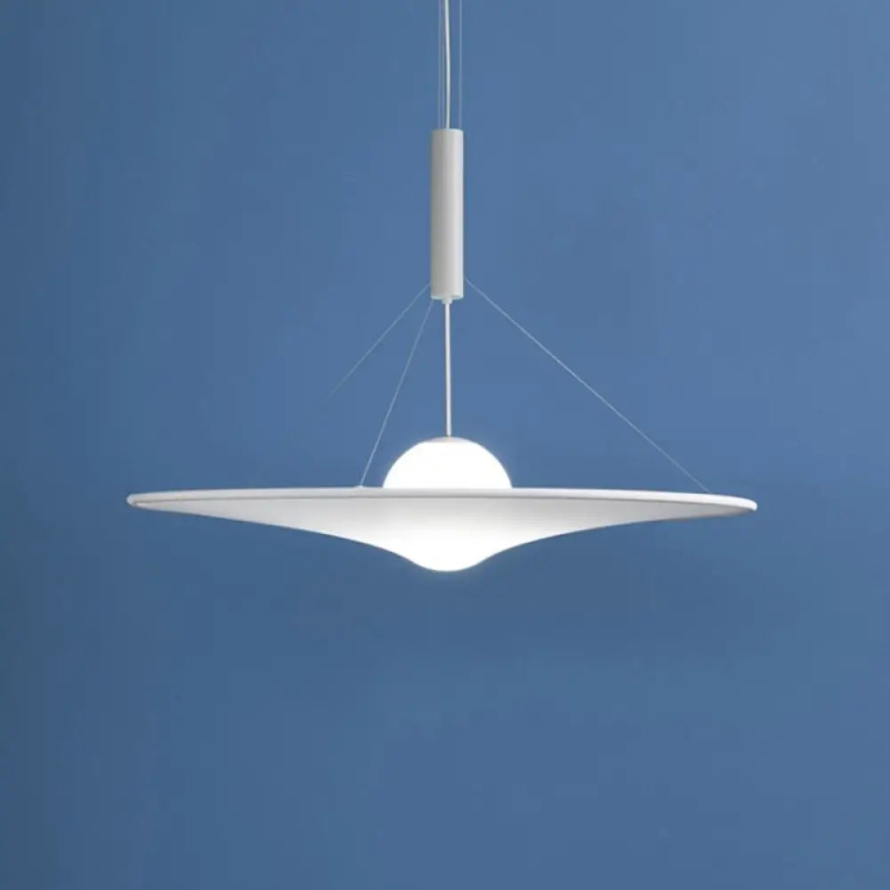 Trumpet Flared Pendant Light Fixture - Designer Cream Ball Glass White Suspension