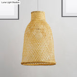 Trumpet Pendant Lighting Bamboo Wood Hanging Light Fixture
