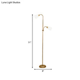 Trumpet Reading Floor Lamp - Simplicity Acrylic Gold Finish 2 Bulbs Study Room Lighting