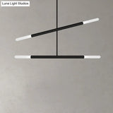 Tube Chandelier Led Ceiling Pendant Light - Modern Black/White/Gold Design 2/4/6-Light Options