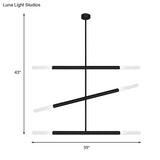 Tube Chandelier Led Ceiling Pendant Light - Modern Black/White/Gold Design 2/4/6-Light Options