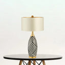 Tubular Task Lighting - Contemporary Fabric 1 Head Small Desk Lamp 14/15 Wide Black And White