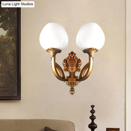Tulip White Glass Wall Sconce - 1/2-Bulb Living Room Lighting Fixture