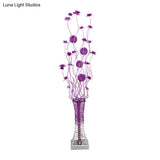 Twig Design Purple Led Floor Lamp - Artistic Aluminum Pagoda Flower Standing Light