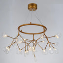 Twig Hanging Ceiling Chandelier With Glass Shade & Metal Ring - Modern Bedroom Light Fixture 27 /