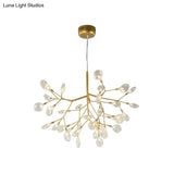 Twig Led Pendant Lamp - Minimalistic Metallic Chandelier For Living Room Lighting