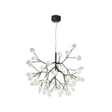 Twig Led Pendant Lamp - Minimalistic Metallic Chandelier For Living Room Lighting 36 / Black Branch