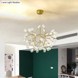 Modern Led Twig Pendant Lamp - Minimalistic Metallic Chandelier For Living Room 36 / Gold Branch