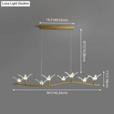 Twig Pendant Lamp With Bird Decor Gold Finish & Led Acrylic Island Light