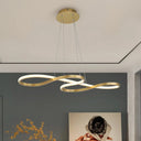 Twining Chandelier Lamp: Modern Black/White/Gold Led Pendant Light In Warm/White Glow Gold / White