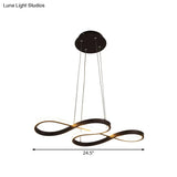 Twining Chandelier Lamp: Modern Black/White/Gold Led Pendant Light In Warm/White Glow