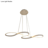 Twining Chandelier Lamp: Modern Black/White/Gold Led Pendant Light In Warm/White Glow