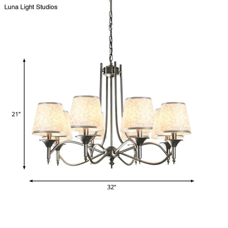 Twisted Arm Chandelier 8 Bulbs Pendant Light Kit - Traditional Metallic Design In Silver/Blue/White