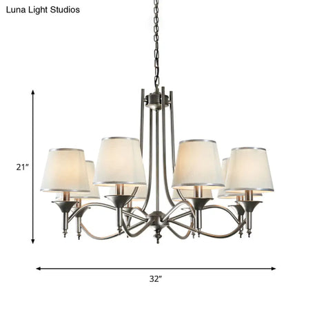 Twisted Arm Chandelier 8 Bulbs Pendant Light Kit - Traditional Metallic Design In Silver/Blue/White