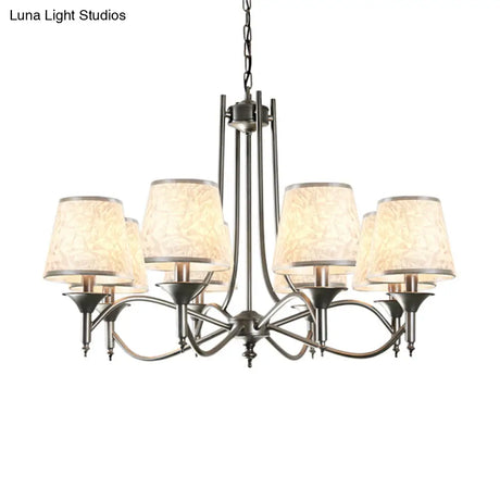 Twisted Arm Chandelier 8 Bulbs Pendant Light Kit - Traditional Metallic Design In Silver/Blue/White