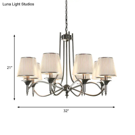 Twisted Arm Chandelier 8 Bulbs Pendant Light Kit - Traditional Metallic Design In Silver/Blue/White