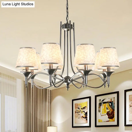 Twisted Arm Chandelier 8 Bulbs Pendant Light Kit - Traditional Metallic Design In Silver/Blue/White