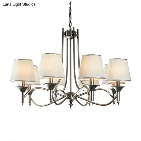 Twisted Arm Chandelier 8 Bulbs Pendant Light Kit - Traditional Metallic Design In Silver/Blue/White