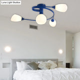 Twisted Arm Metallic Ceiling Lamp For Kids’ Bedroom And Kindergarten - Modern Semi Flush Light