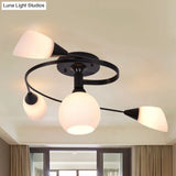 Twisted Living Room Semi Mount Lighting - Traditional Frosted Glass Ceiling Light With 4/6 Lights