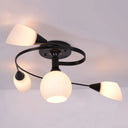 Twisted Living Room Semi Mount Lighting - Traditional Frosted Glass Ceiling Light With 4/6 Lights