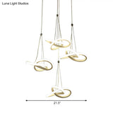 Twisting Island Led Pendant Ceiling Light - 3/4 Heads Acrylic Warm/White