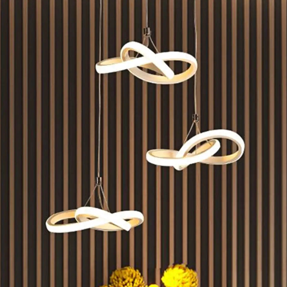 Led Acrylic Twisting Island Pendant Ceiling Light With 3/4-Head Warm/White