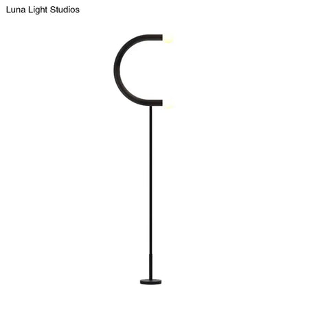 U-Shape Black Finish Led Floor Lamp: Sleek Metal Light For Living Room