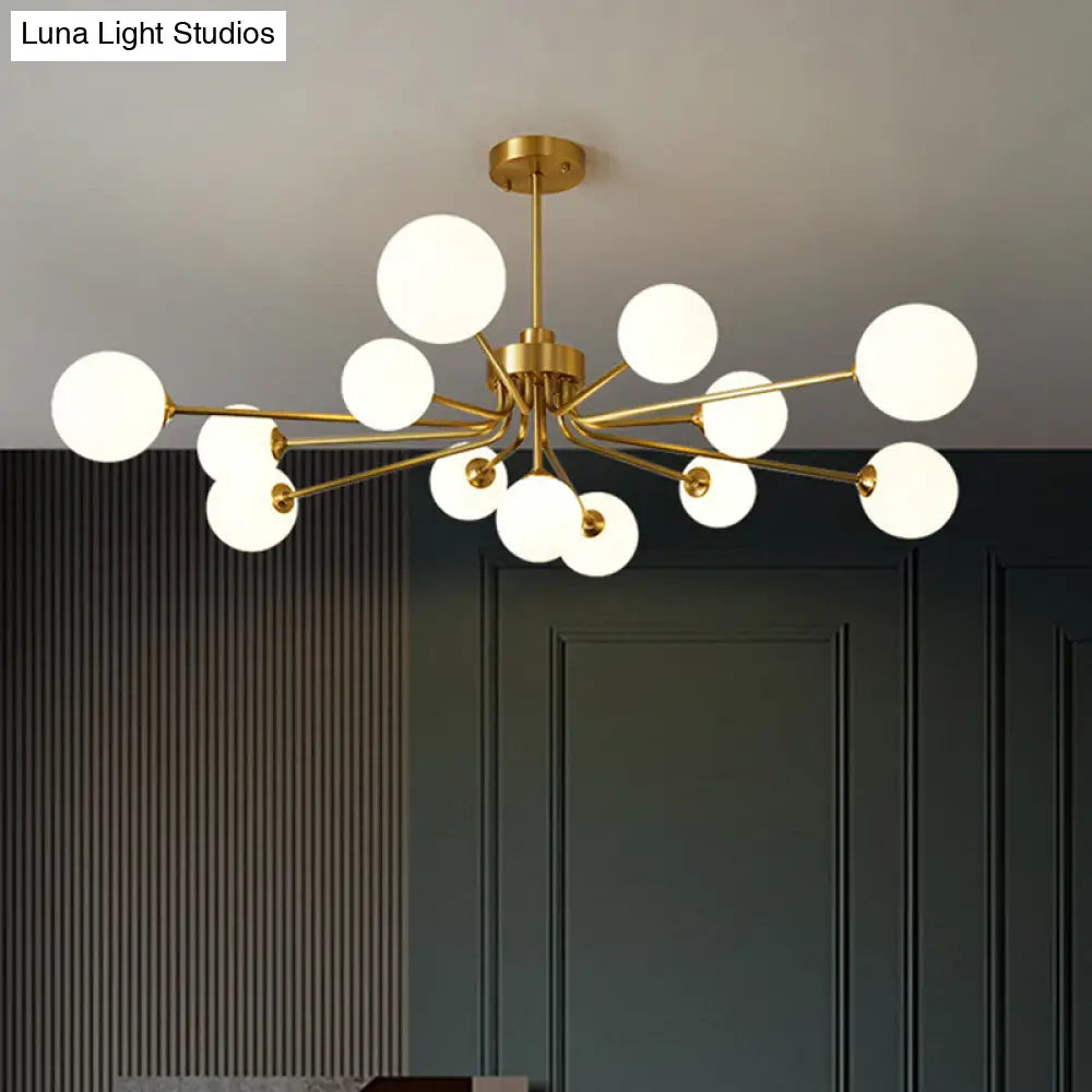 Ultra-Contemporary Milk Glass Balloon Chandelier For Living Room Ceiling