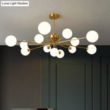 Ultra-Contemporary Milk Glass Balloon Chandelier For Living Room Ceiling