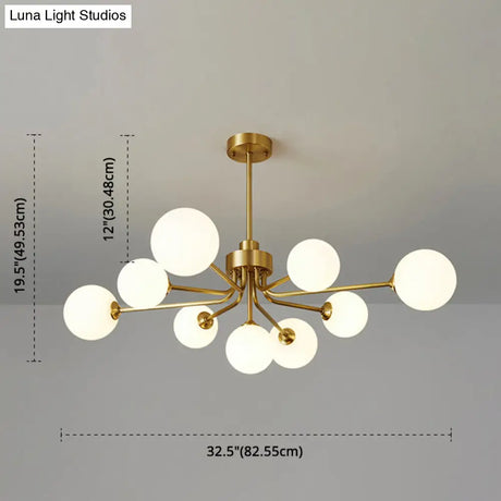 Ultra-Contemporary Milk Glass Balloon Chandelier For Living Room Ceiling