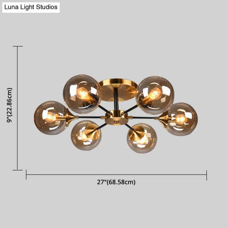 Ultra - Contemporary Sputnik Stained Glass Ceiling Light For Bedroom