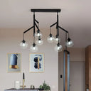 Ultra-Modern Clear Glass Island Pendant With 8 Lights - Hanging Ceiling Fixture Black