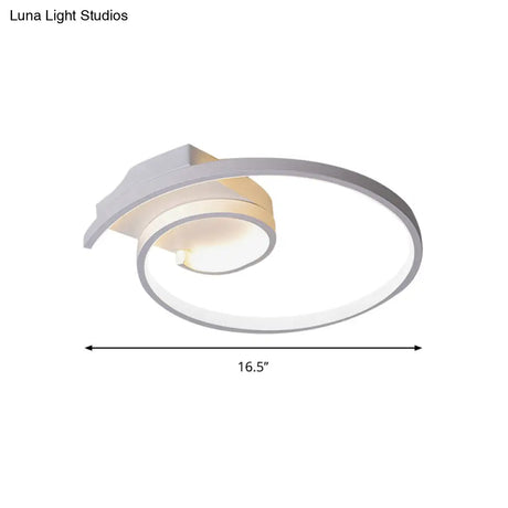 Ultra-Slim Curled Metal Led Flush Mount Ceiling Light - 16.5/20.5 Width Modern Style Black/White