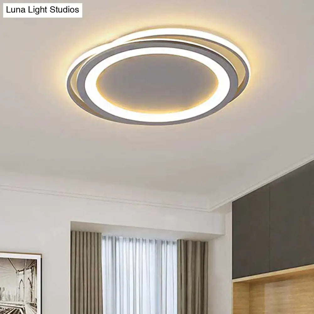 Ultra Thin 16’/19.5’ Acrylic Led Flush Ceiling Light - Grey Bedroom Mount Fixture Warm/White