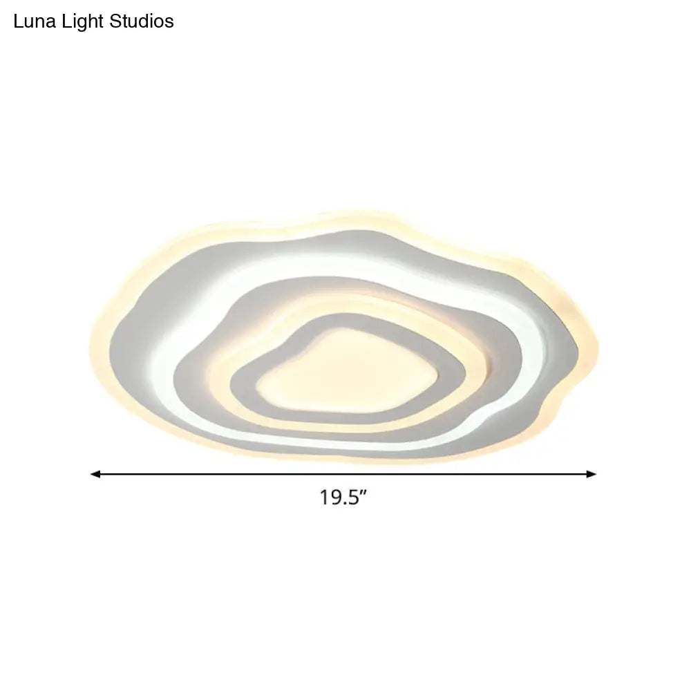 Ultra Thin Acrylic Ripple Ceiling Lamp - 19.5’/23.5’ W Simple White Led Light In Warm/White
