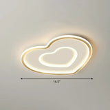 Ultra - Thin Gold Love Heart Led Ceiling Light For Bedroom / 16.5’ Remote Control Stepless Dimming