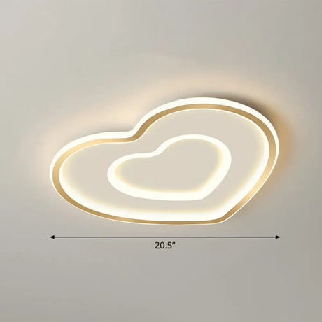 Ultra - Thin Gold Love Heart Led Ceiling Light For Bedroom / 20.5’ Remote Control Stepless Dimming