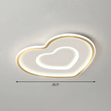 Ultra - Thin Gold Love Heart Led Ceiling Light For Bedroom / 20.5’ White