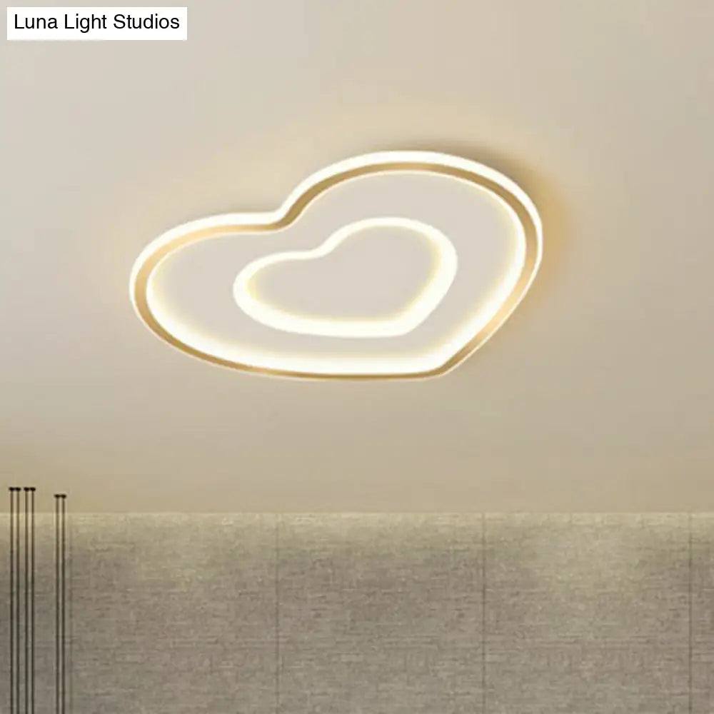 Ultra - Thin Gold Love Heart Led Ceiling Light For Bedroom