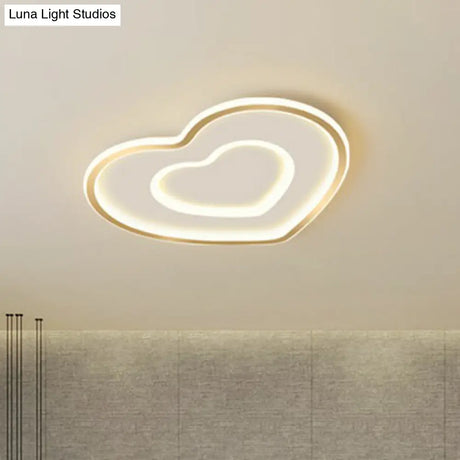 Ultra - Thin Gold Love Heart Led Ceiling Light For Bedroom
