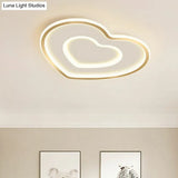Ultra - Thin Gold Love Heart Led Ceiling Light For Bedroom