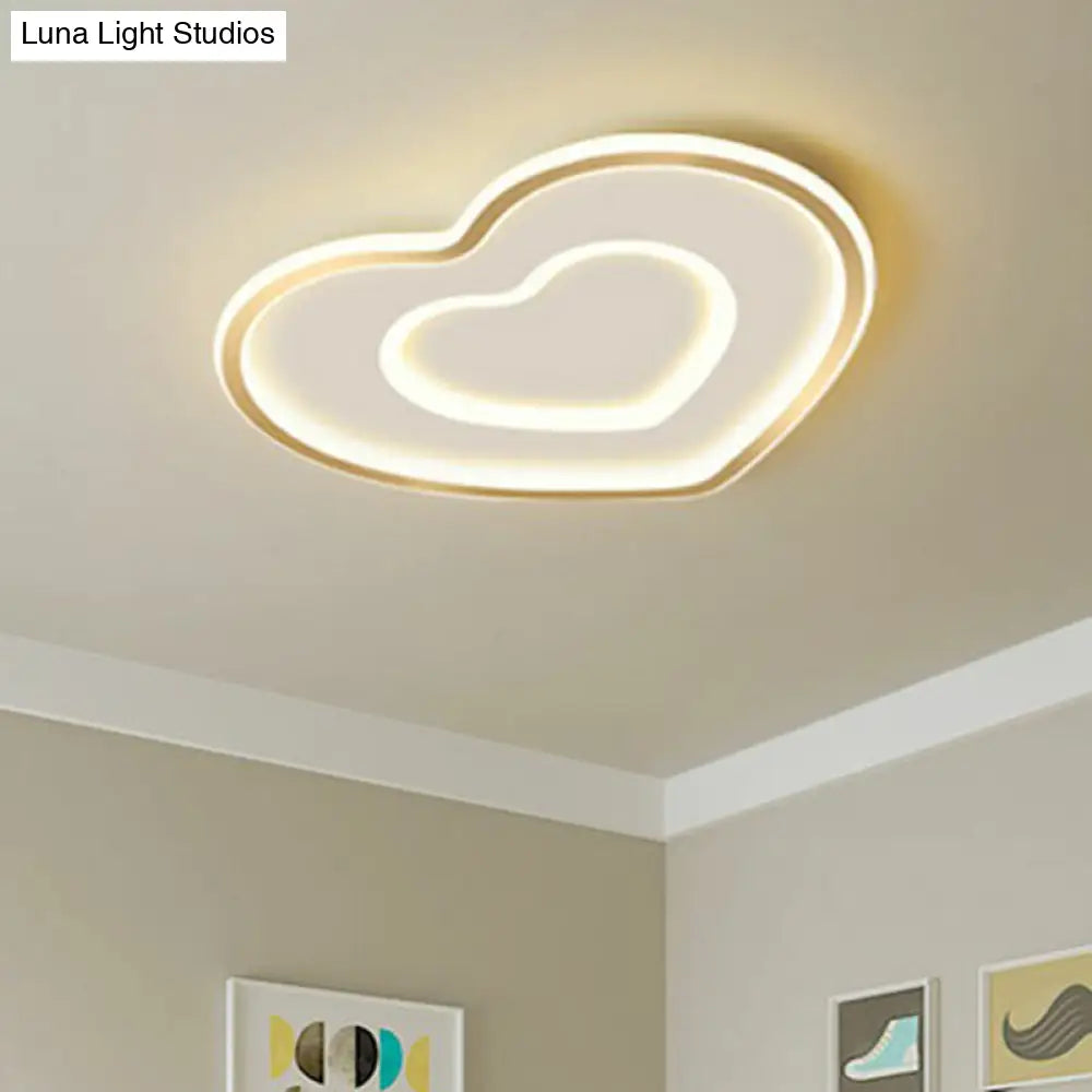 Ultra - Thin Gold Love Heart Led Ceiling Light For Bedroom