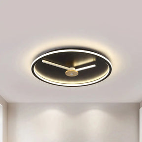 Ultra - Thin Led Ceiling Light With Adjustable Hour Hand Design For Modern Bedrooms In Black Or