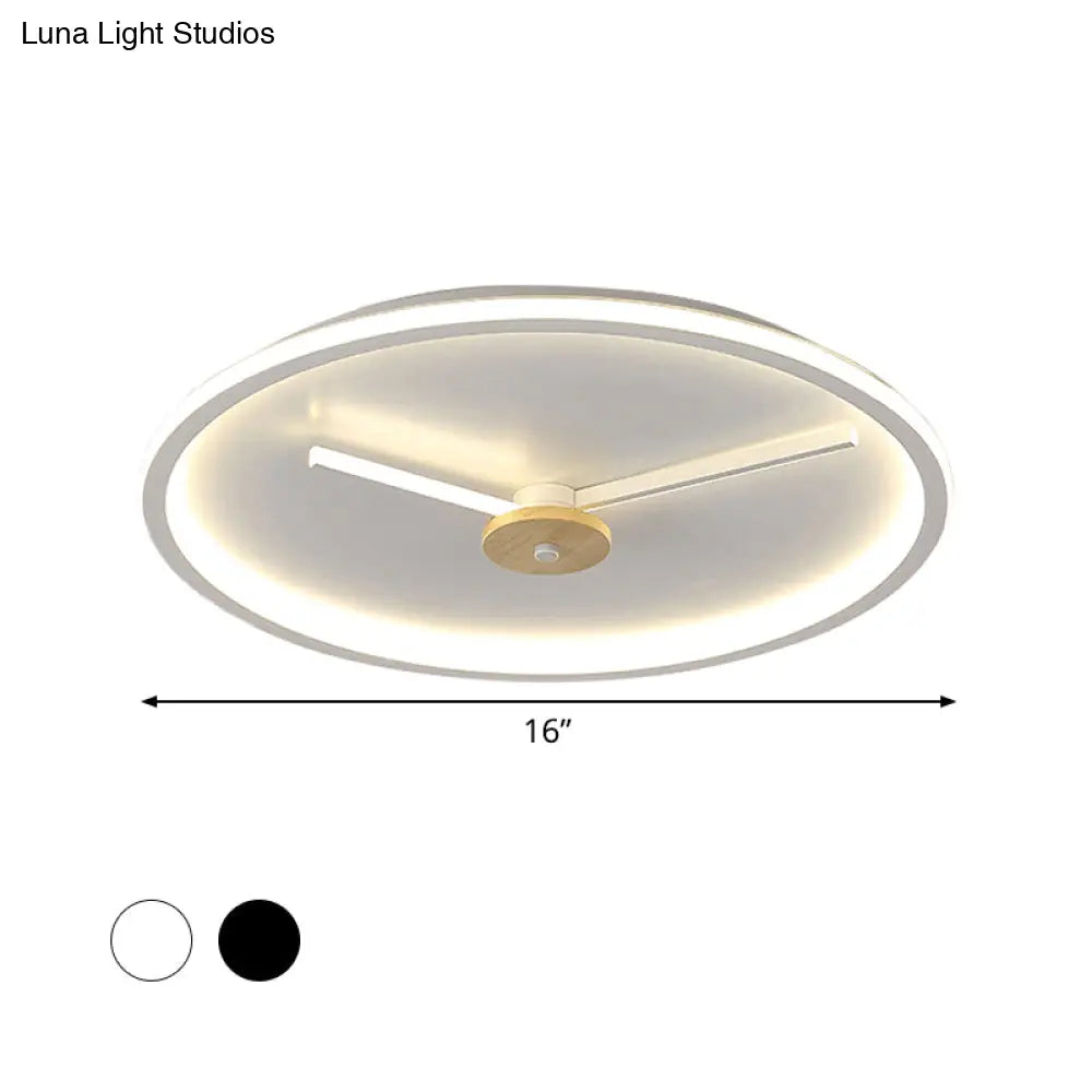 Ultra - Thin Led Ceiling Light With Adjustable Hour Hand Design For Modern Bedrooms In Black Or