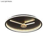 Ultra - Thin Led Ceiling Light With Adjustable Hour Hand Design For Modern Bedrooms In Black Or