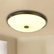 Ultra Thin Milky Glass Led Flush Ceiling Light Fixture For Rustic Bedrooms Black / Small
