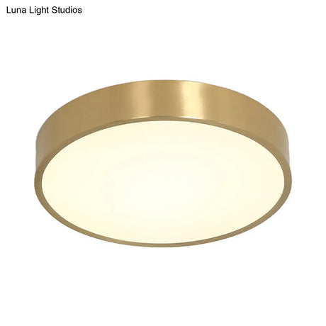 Ultra Thin Modern Brass Led Flush Mount Light 12’/16’/19.5’ Dia Acrylic Diffuser Warm/White