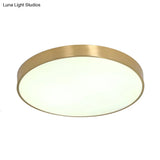 Ultra Thin Modern Brass Led Flush Mount Light 12’/16’/19.5’ Dia Acrylic Diffuser Warm/White