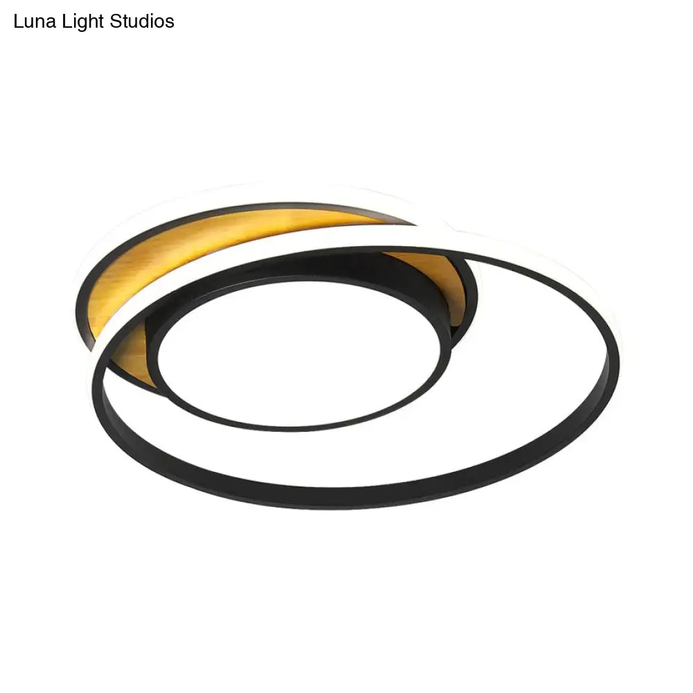 Ultra Thin Modern Metal Led Flush Ceiling Light In Black/White - White/Warm 18’/21.5’ Wide